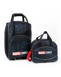Чемодан с сумкой comics 52 21 34 см отдел на молнии н карман черный Marvel
