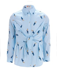 Голубая блузка в полоску Button blue