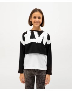 Комплект майка и укороченная футболка с длинным рукавом черная Gulliver