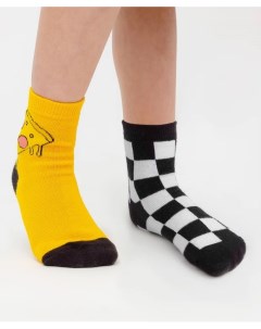 Комплект носков средней длины желтого и черно белого цвета 2 пары Button blue