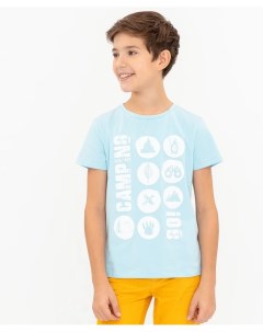 Голубая футболка с принтом Button blue