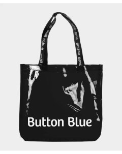 Сумка шоппер черная Button blue