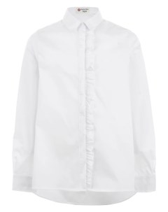 Белая блузка с удлиненной спинкой Button blue