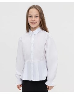 Блузка белая с объемными рукавами Button blue