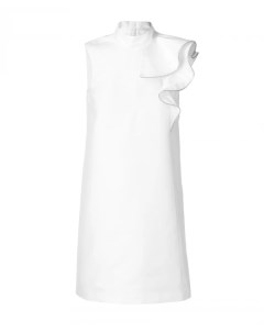 Белое платье с ассиметричным воланом Gulliver