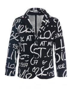 Черный пиджак со шрифтовым орнаментом Gulliver