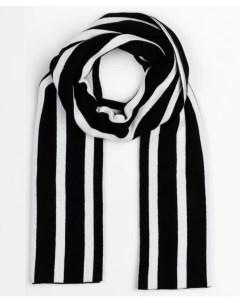 Черно белый вязаный шарф в полоску Gulliver