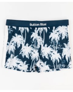 Синие плавки с орнаментом Пальмы Button blue