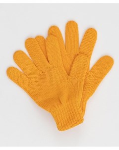 Желтые вязаные перчатки Button blue