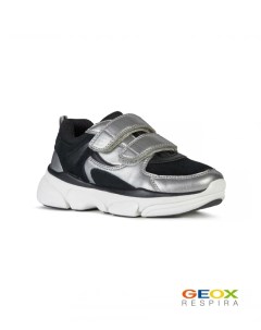 Черные кроссовки с серебристыми вставками Geox