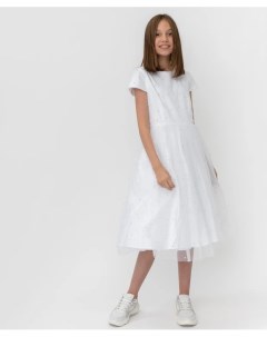Белое платье с сеткой Button blue
