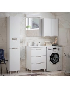 Мебель для ванной Алиот 120 левая напольная под стиральную машину белая Corozo