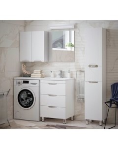 Мебель для ванной Алиот 120 правая напольная под стиральную машину белая Corozo