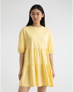 Жёлтое платье трапеция в горох Gloria jeans