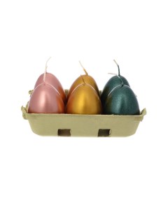 Набор свечей 6 шт Пасхальные яйца разноцветные металлик Adpal