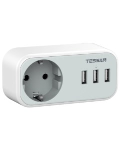Сетевой фильтр TS 329 Grey 1 розетка 220В и 3 USB порта 3600Вт до 16А 80001845 Tessan
