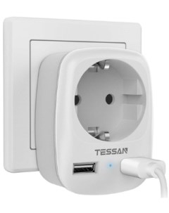 Сетевой фильтр TS 611 DE Grey 1 розетка 220В и 2 USB порта 4000Вт до 16А 80001855 Tessan