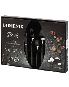 Набор столовых приборов нержавеющая сталь 24 предмета подарочная упаковка Rock Black DMC035 Domenik