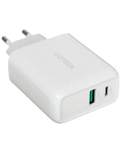 Сетевое зарядное устройство CD170 38Вт USB USB type C Quick Charge 3A белый 60468 Ugreen