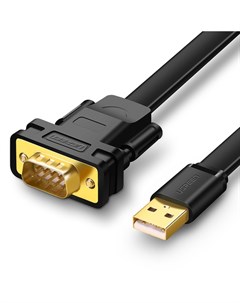 Кабель переходник адаптер USB 2 0 Am COM 9m плоский экранированный 2 м черный CR107 20218 Ugreen