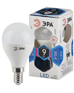 Лампа светодиодная E14 шар P45 9Вт 4000K нейтральный свет 720лм LED P45 9W 840 E14 Б0029042 Era