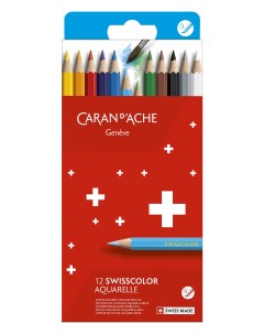 Набор цветных карандашей Swisscolor шестигранные 12 шт заточенные 1285 812 Carandache
