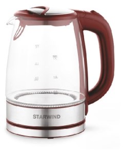 Чайник SKG2419 1 7л 2200Вт закрытая спираль пластик стекло бордовый серебристый Starwind