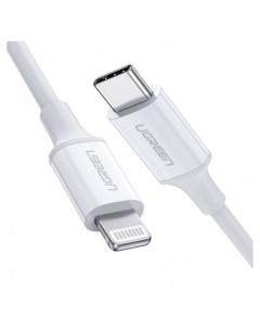 Кабель USB Type C Lightning 8 pin MFi экранированный быстрая зарядка 2A 2 м белый US171 60749 Ugreen