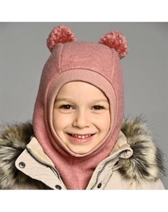 Шапка шлем Bear pompons розовая Peppihat