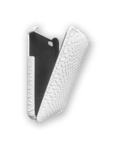 Чехол кожаный для Apple iPhone 4 4S Jacka Type змеиная кожа белый Melkco