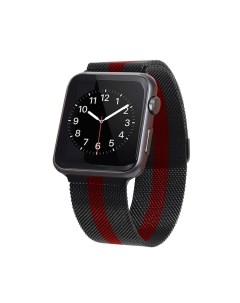 Ремешок для Apple Watch 38 mm Металл milanese loop черный с красным Alpen
