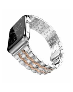 Ремешок для Apple Watch 38 mm Metal 7 bead серебристый с золотым Alpen