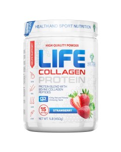 Протеин сывороточный с коллагеном Life Collagen Protein клубника 15 порций Tree of life