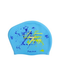 Шапочка для плавания д длин волос силикон геометрия голубая EL006 Elous