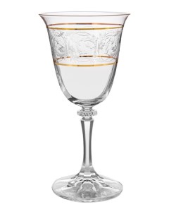 Набор из 6 ти бокалов для белого вина BRANTA Декор Панто 2 отводки золото Объем 250 мл Crystalite bohemia