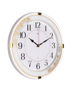 Часы круг со вставками d 33 5 см корпус белый Классика Рубин