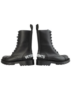Черные ботинки на шнуровке с логотипом Vetements