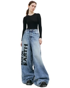 Широкие джинсы с принтом Made on earth Vetements