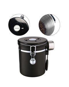 Герметичный контейнер для хранения молотого кофе и кофейных зерен 1 5 л 15х12 см черный Nobrand