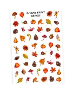Набор Слайдер дизайн Осень Грибы Веточки Листья OS 35 3 шт Invent print