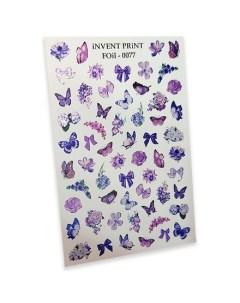 Набор Фольгированный слайдер Цветы Бабочки Веточки FOiL 077 3 шт Invent print