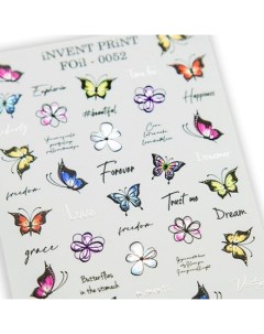 Фольгированный слайдер Разноцветные бабочки FoiL 052 Invent print