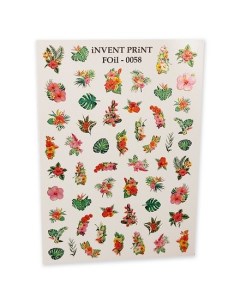 Набор Фольгированный слайдер Тропические цветы и листья FOiL 058 3 шт Invent print