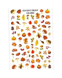 Набор Слайдер дизайн Осень Грибы Белочки Веточки Листья OS 01 3 шт Invent print
