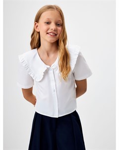 Укороченная блузка с нарядным воротником для девочек Sela