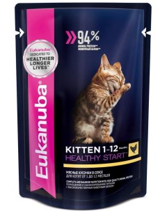 Влажный корм для котят Kitten пауч с курицей 0 085 кг Eukanuba