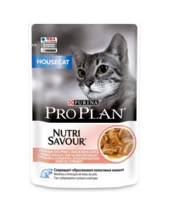 Корм влажный для взрослых кошек живущих дома с лососем в соусе Pro Plan Nutri Savour 85г Nestle
