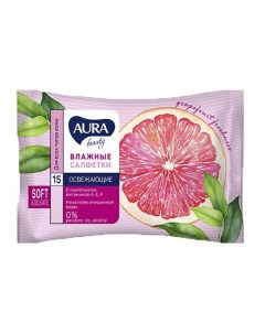 Салфетки влажные освежающие pocket pack Аура грейпфрут 15шт Aura