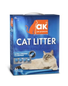Наполнитель для кошек бентонит без запаха Ultra strong clumping AK Cat 6л Ak mineral madencilik tr