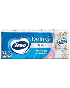 Платочки Zewa Зева бумажные Deluxe Design 10 шт 10 упак Sca hygiene products.